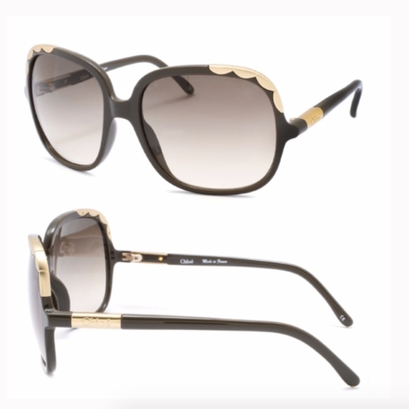 Designer Chloe Erine Oversized Gold Scalloped Sunglasses main image 4